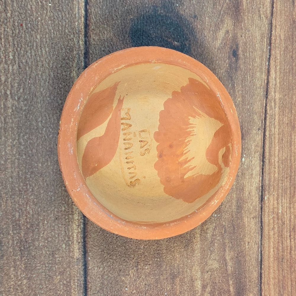 Las Mananitas Terracotta Bowl Home Decor 7.5in Orange Good Rustic Hand Painted